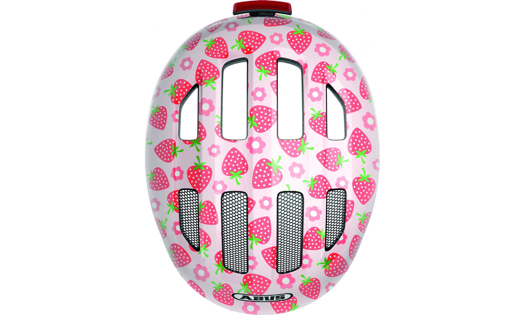 Велошлем детский ABUS SMILEY 3.0 LED Rose Strawberry, размер M (50-55см), розовая клубника 4 Велошлем детский ABUS SMILEY 3.0 LED Rose Strawberry, размер M (50-55см), розовая клубника 4