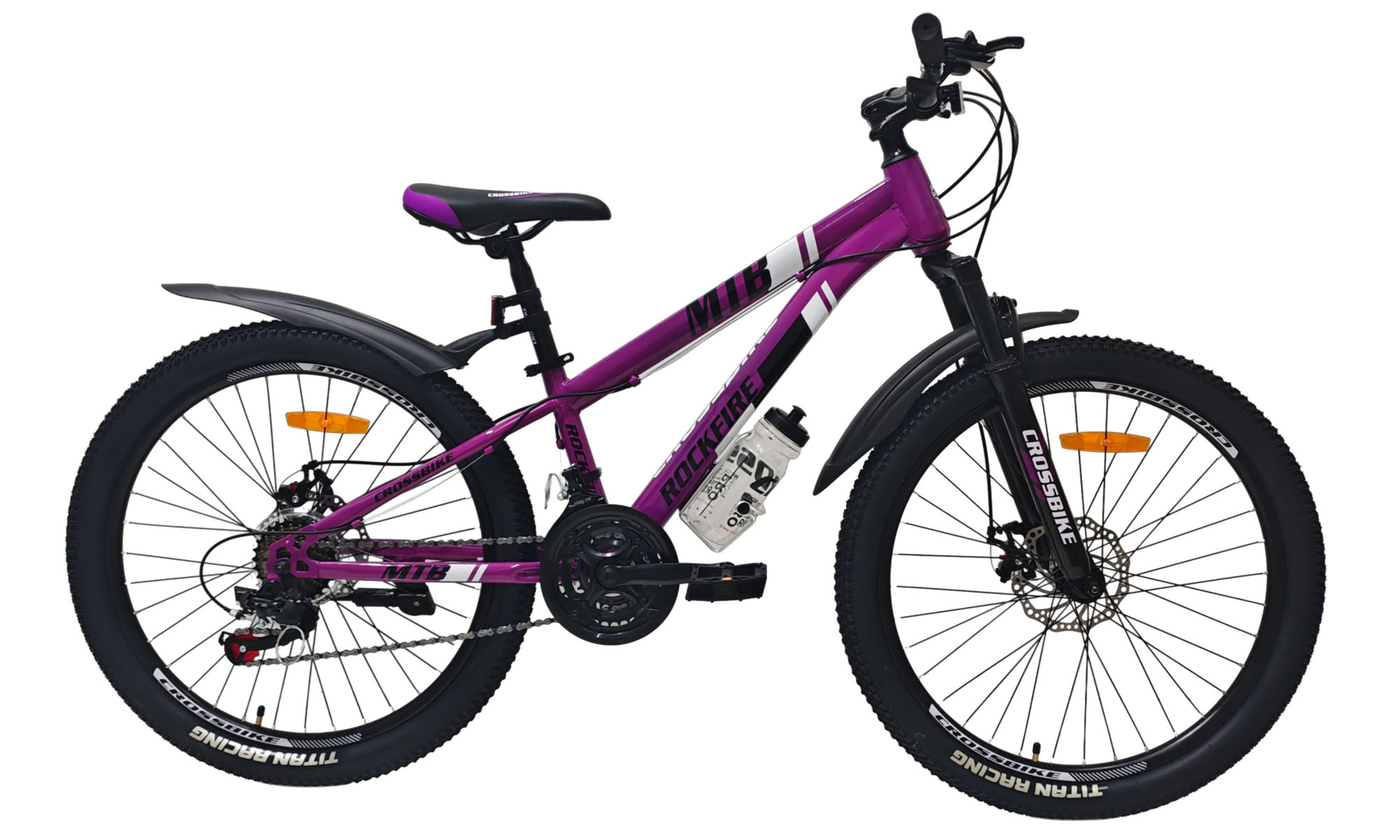 Велосипед CrossBike Rockfire 24", размер XXS, рама 11", год 2026, Фиолетовый 
