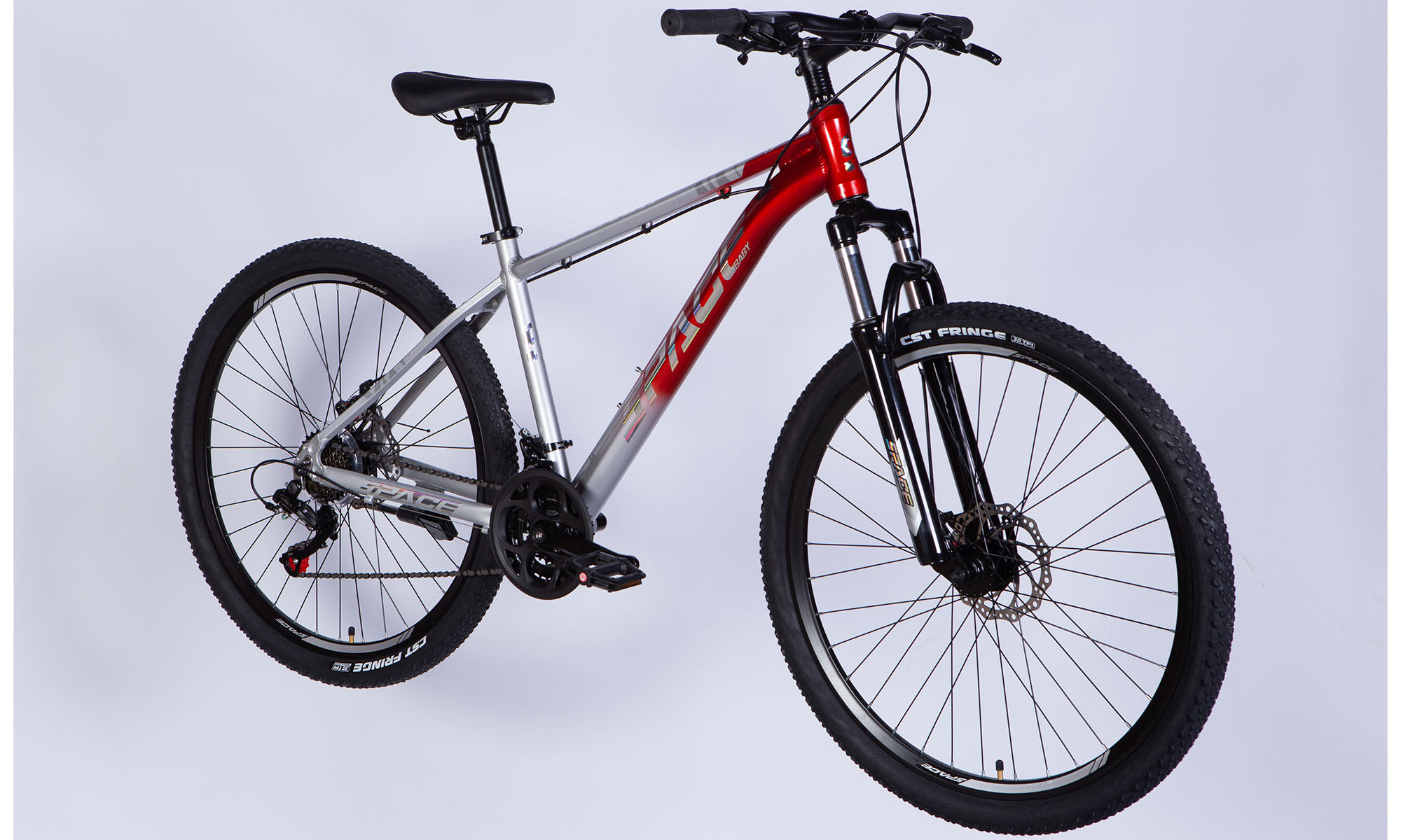 Велосипед SPACE PHAETON DD FR, 27.5", AL, размер L, рама-19", 2025, серебристо-красный 4 Велосипед SPACE PHAETON DD FR, 27.5", AL, размер L, рама-19", 2025, серебристо-красный 4