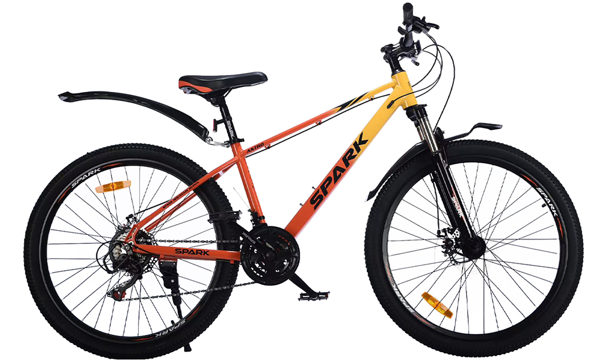 Велосипед SPARK ASTRO 26", размер S, рама 15", год 2025, желтый с оранжевым Велосипед SPARK ASTRO 26", размер S, рама 15", год 2025, желтый с оранжевым