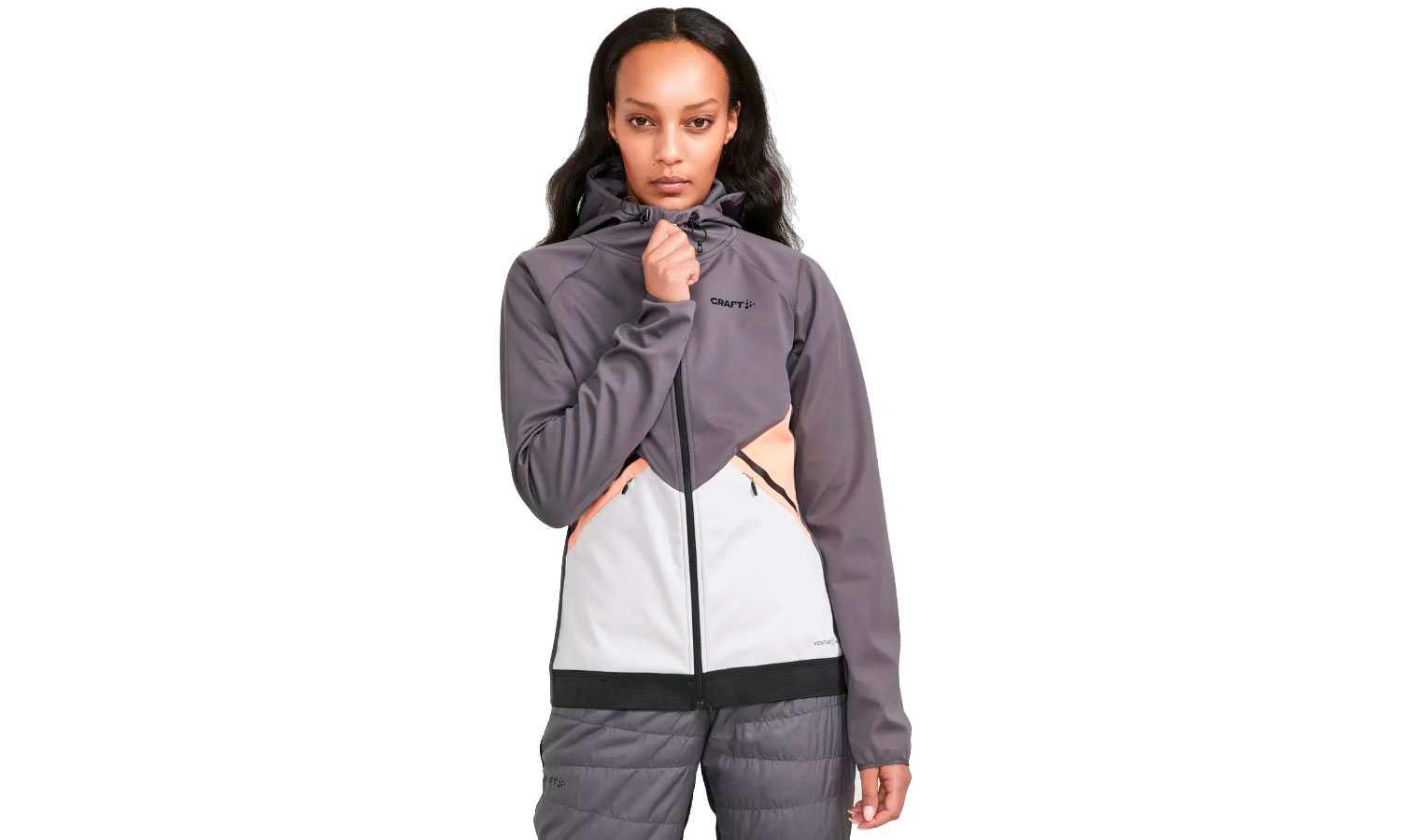 Куртка Craft GLIDE HOOD JKT жіноча, розмір L, сезон AW 22, сіро-білий 4