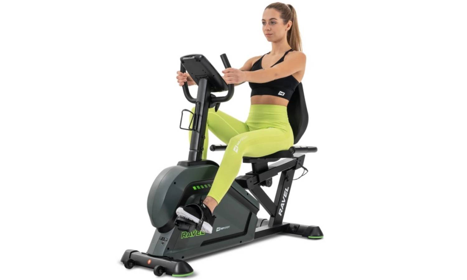 Горизонтальный велотренажер Hop-Sport HS-120L Ravel чорно-зеленый + мат 10