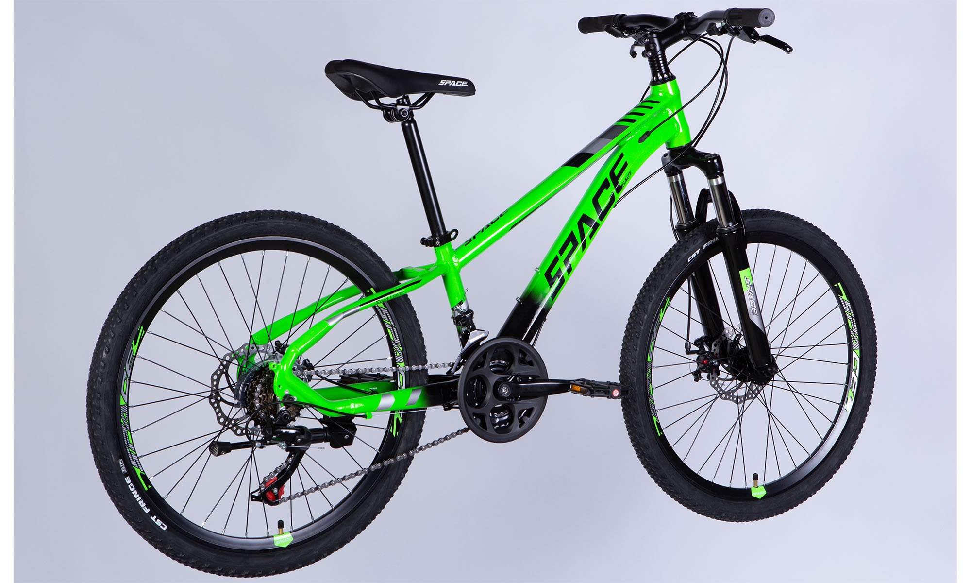 Велосипед SPACE MERCURY DD FR, 24", размер XXS, рама-11", год 2026, зелено-черный 5