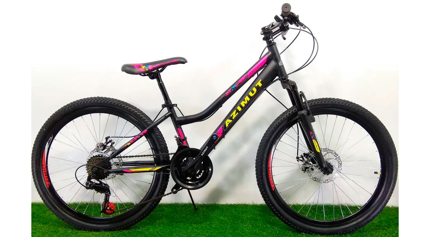 Фотография Велосипед Azimut Pixel GD 26" размер XS рама 12 Черно-розовый