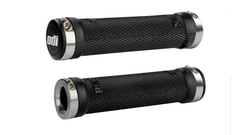 Грипсы ODI Ruffian MTB Lock-On Bonus Pack черные с серебристыми замками Грипсы ODI Ruffian MTB Lock-On Bonus Pack черные с серебристыми замками