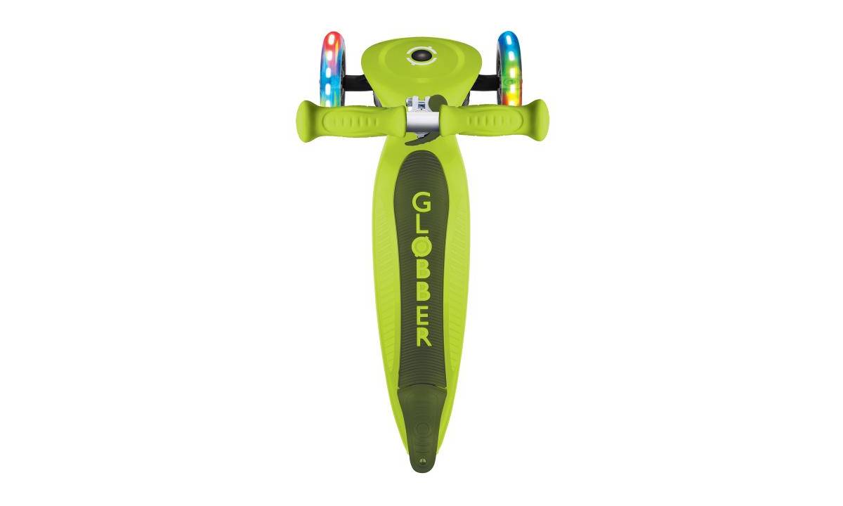 Фотография Самокат GLOBBER PRIMO FOLDABLE LIGHTS, зеленый, колеса с подсветкой, 3+ 9