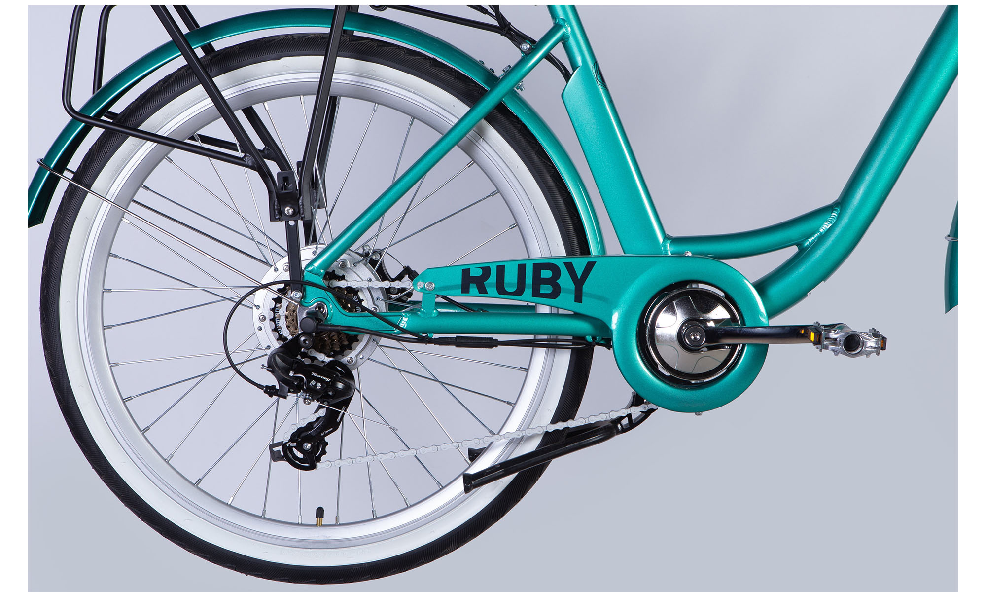 Велосипед с электроприводом Dorozhnik eRUBY DD FR 26", размер M, рама-17", 36B, 12.5А*ч, 500Вт, год 2025, бирюзовый 3