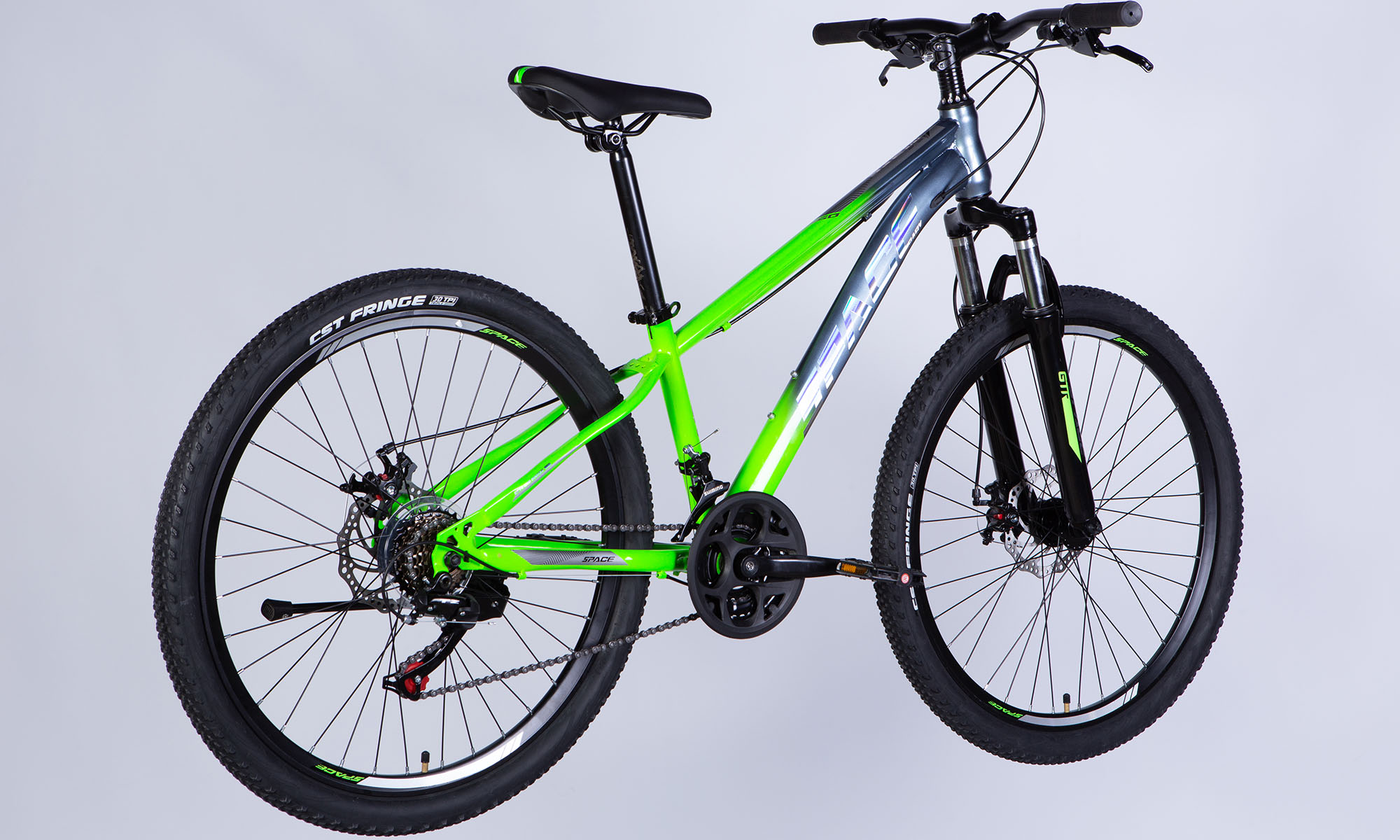 Велосипед SPACE MARS DD FR 26", размер XS, рама-13", год 2026, зелено-серебристый 2