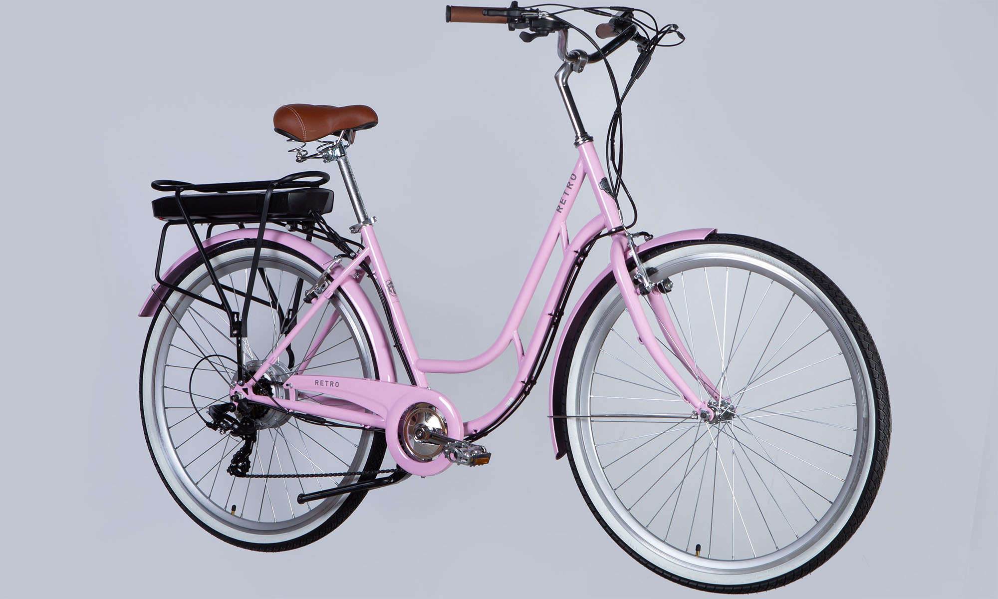 Велосипед с электроприводом Dorozhnik eRETRO Vbr FR 28", размер L, рама-19", 36B, 12.5А*ч, 500Вт, год 2025, светло-розовый 3