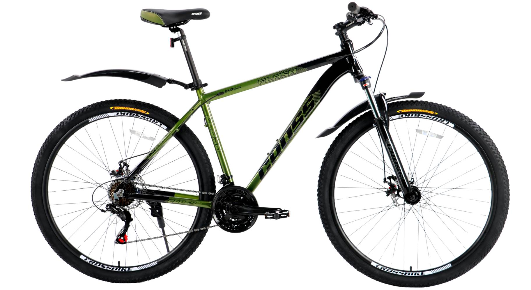 Фотография Велосипед Cross Flash 27.5", размер M рама 17" (2024), Зелено-черный