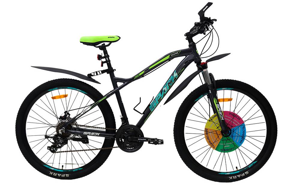 Фотография Велосипед SPARK HUNTER 27,5" размер М рама 18" 2024 Сине-зеленый