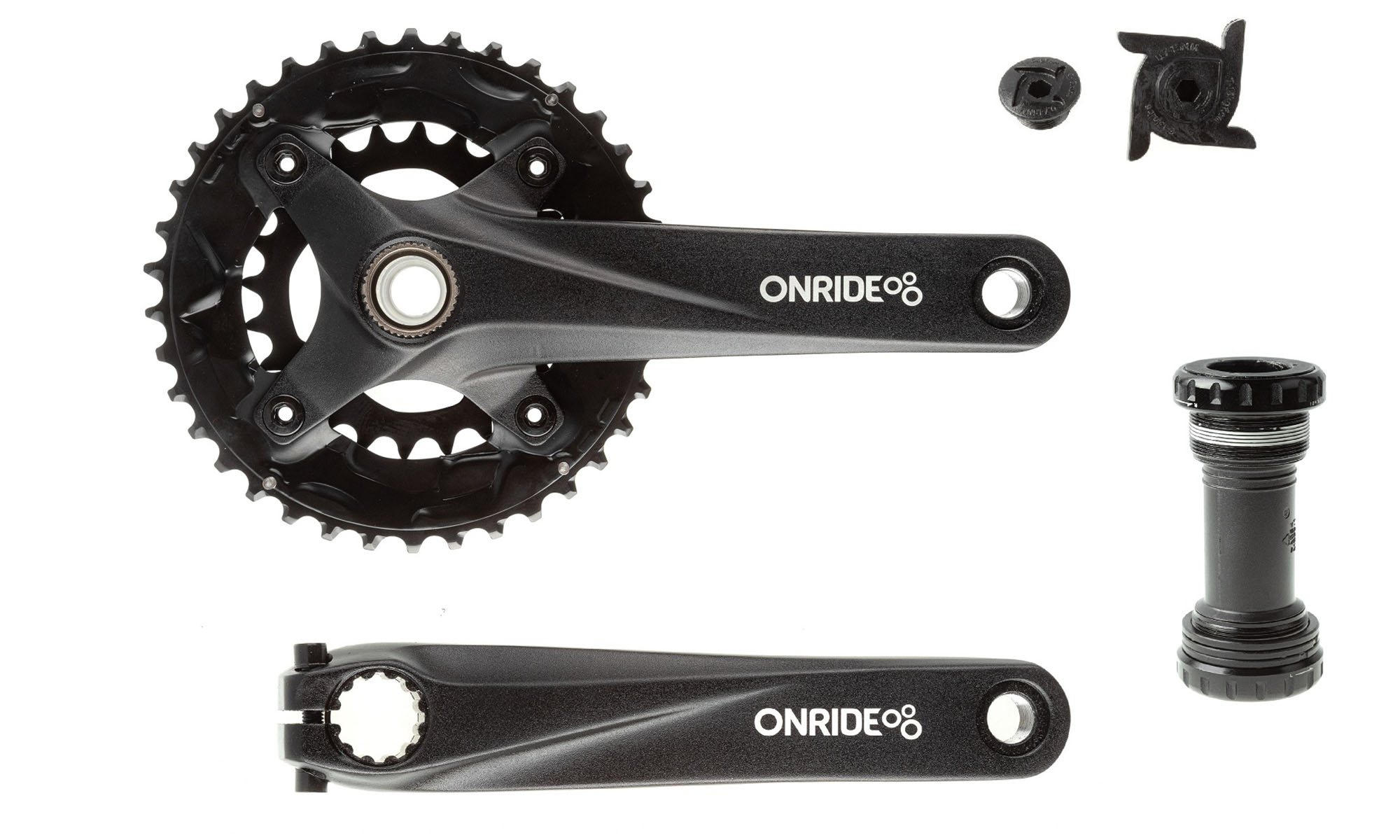 Шатуни ONRIDE Duet Pro 1010, Hollowtech, 170 мм, 24-38Т, BCD 104/64, 10/9 шв., з кареткою, чорний 