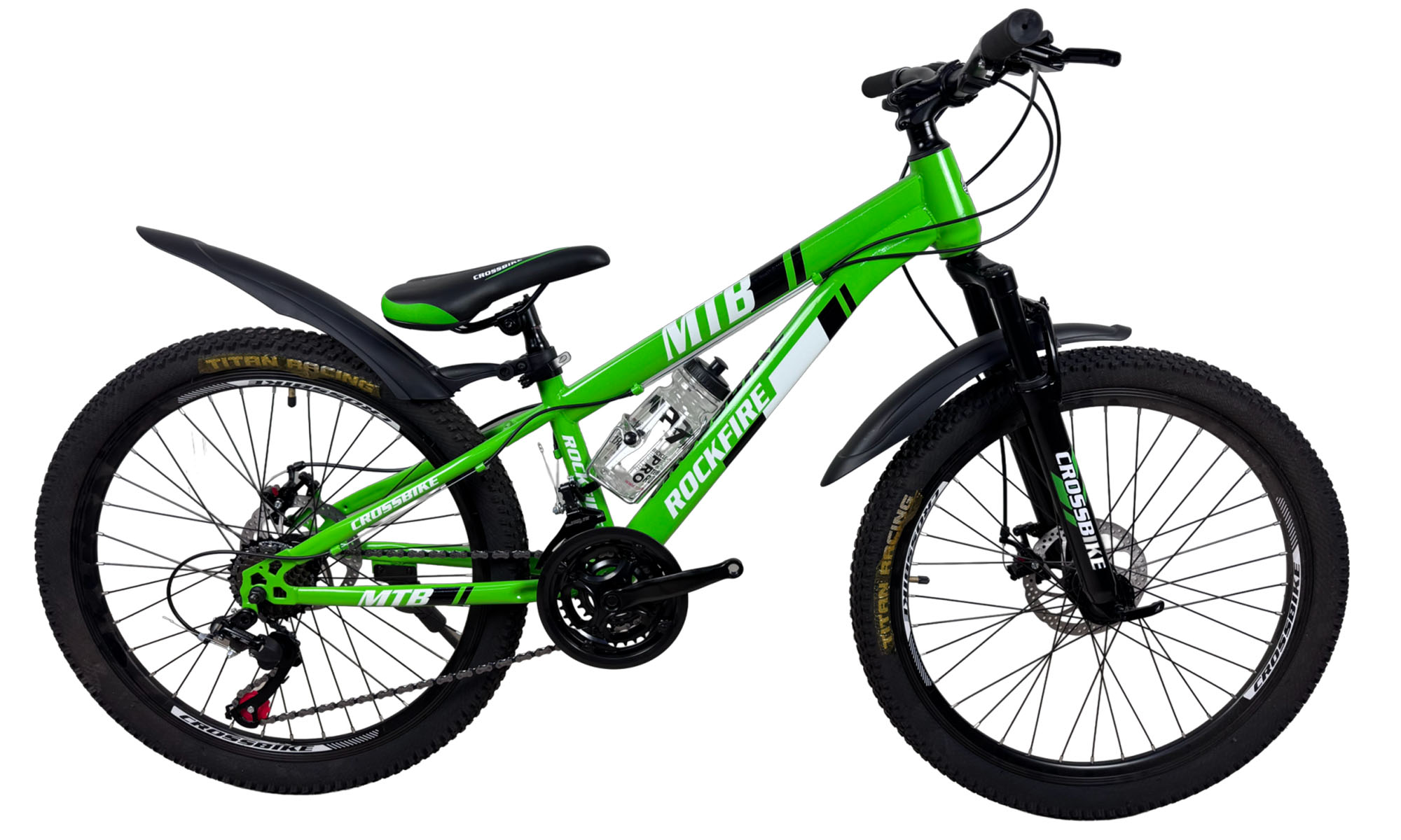 Велосипед CrossBike Rockfire 24", размер XXS, рама 11", год 2026, Зеленый