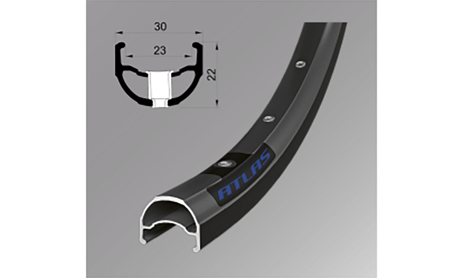 Обод Remerx ATLAS, 26'', 559x23, 36 отв., AV, с двойным пистонированием, черный анодированный, E-Bike 