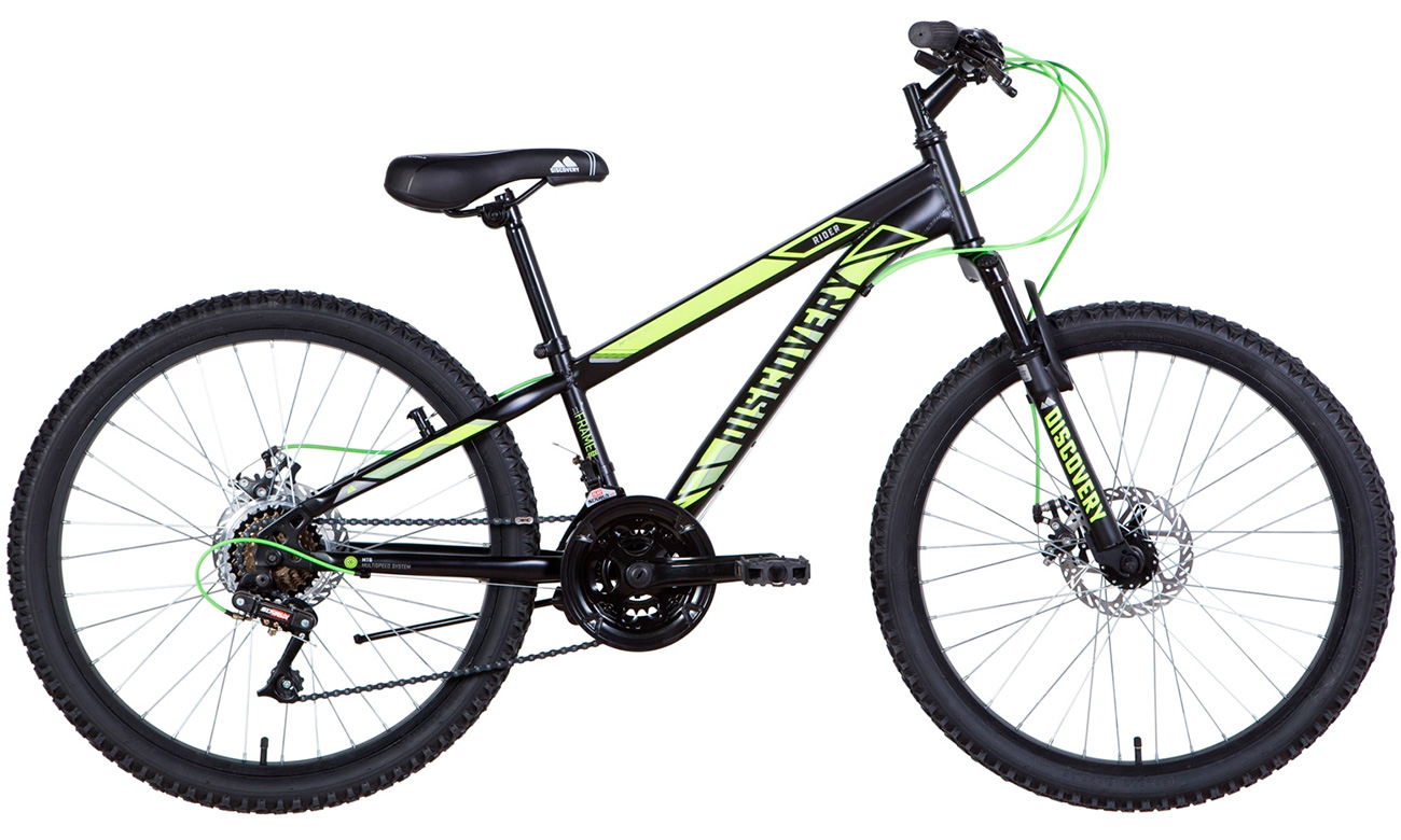 Фотография Велосипед Discovery RIDER AM DD 24" (2021) 2021 Черно-зеленый