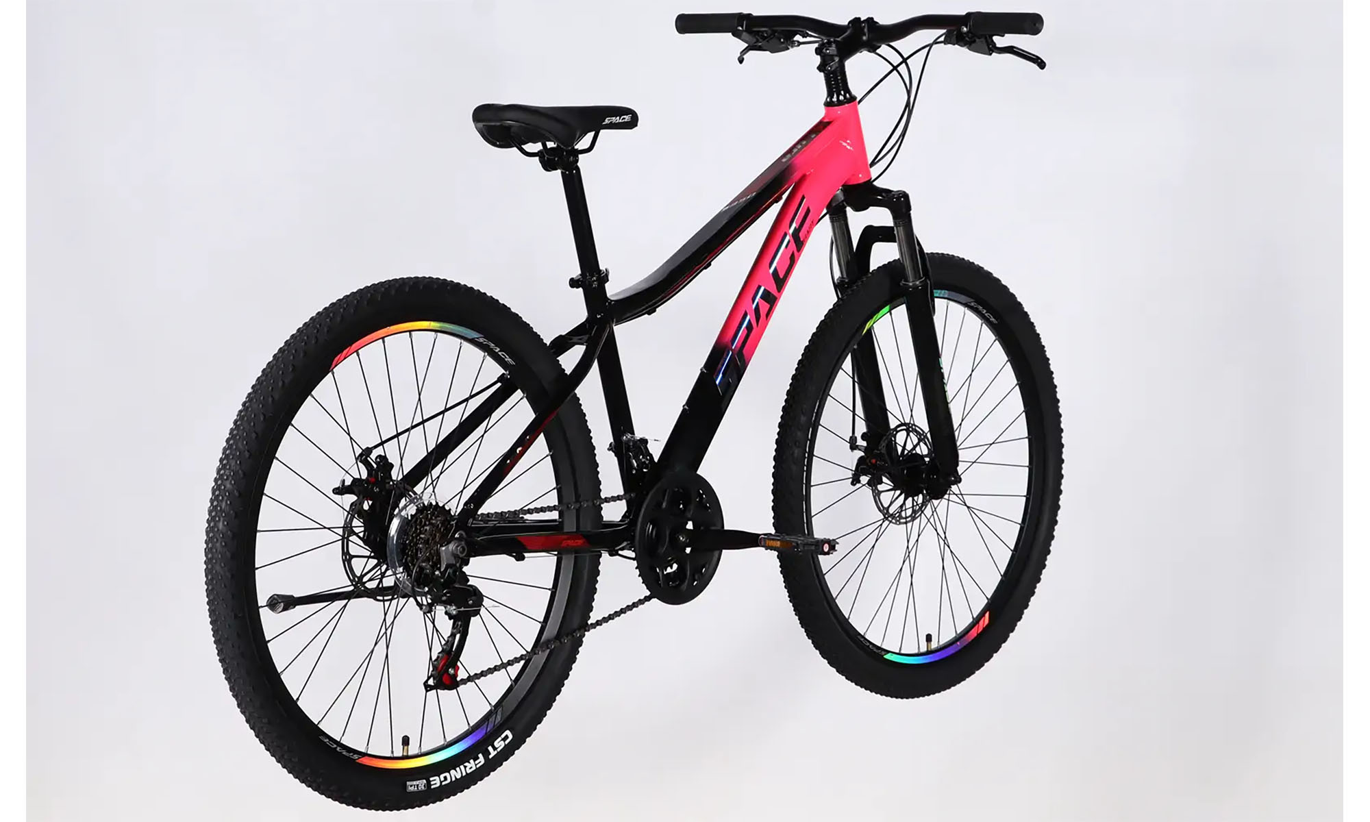 Велосипед SPACE LYRA DD FR, 27.5", размер S, рама 15", рік 2026, рожево-чорний 4 Велосипед SPACE LYRA DD FR, 27.5", размер S, рама 15", рік 2026, рожево-чорний 4