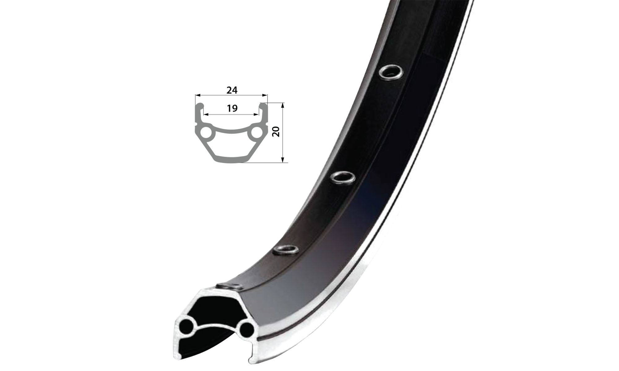 Обод Remerx DRAGON LINE RX 719, 26'', 559x19, 36 отв, AV, пистонированный, черный анодированный, V-Br, CNC 