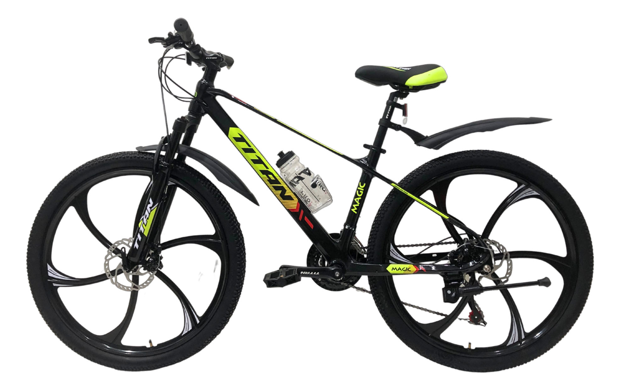 Велосипед Titan Magic 26", розмір S, рама 15", 2025, Чорний Неоновий жовтий 2
