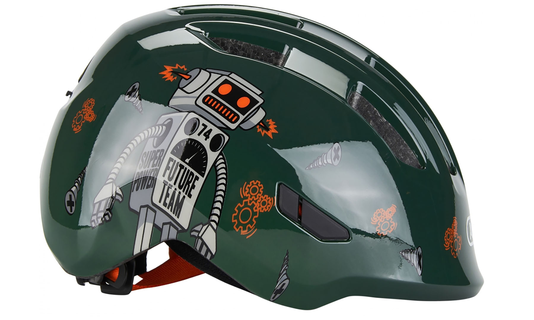 Велошолом дитячий ABUS SMILEY 3.0 Green Robo, розмірS (45-50 см), зелений робот 6 Велошолом дитячий ABUS SMILEY 3.0 Green Robo, розмірS (45-50 см), зелений робот 6