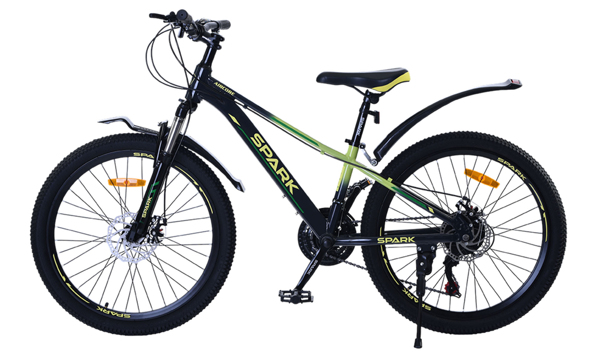 Велосипед SPARK AIRCORE 24", розмір XXS, рама 12", рік 2026, чорний з салатовим 2 Велосипед SPARK AIRCORE 24", розмір XXS, рама 12", рік 2026, чорний з салатовим 2