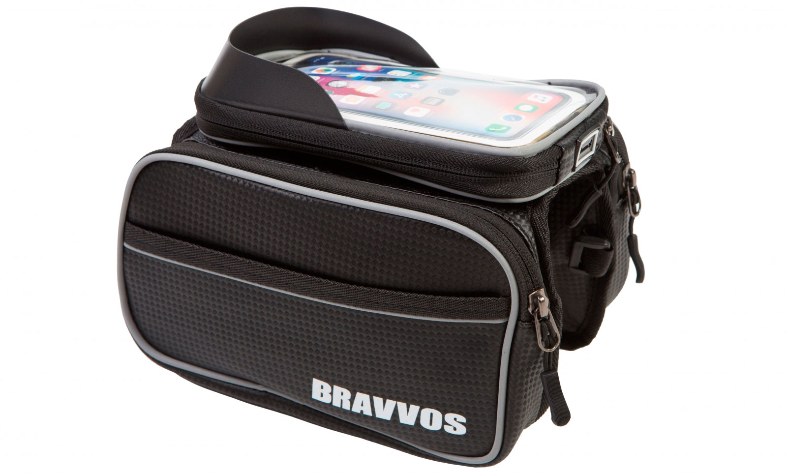 Фотографія Велосумка BRAVVOS QJ-001 на рамі з відділенням під смартфон чорний