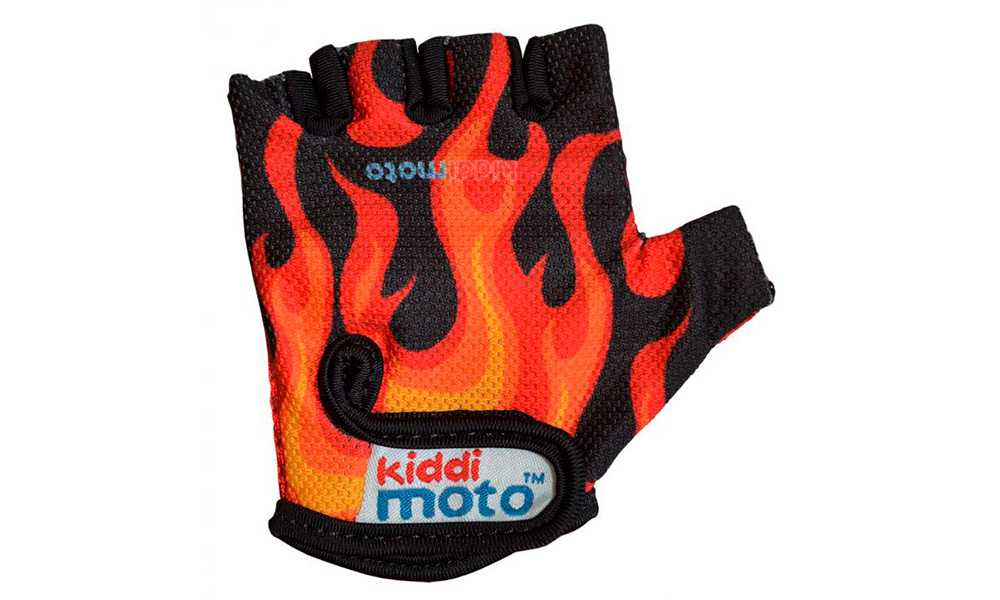 Фотография Перчатки детские Kiddimoto чёрный с языками пламени, размер S  