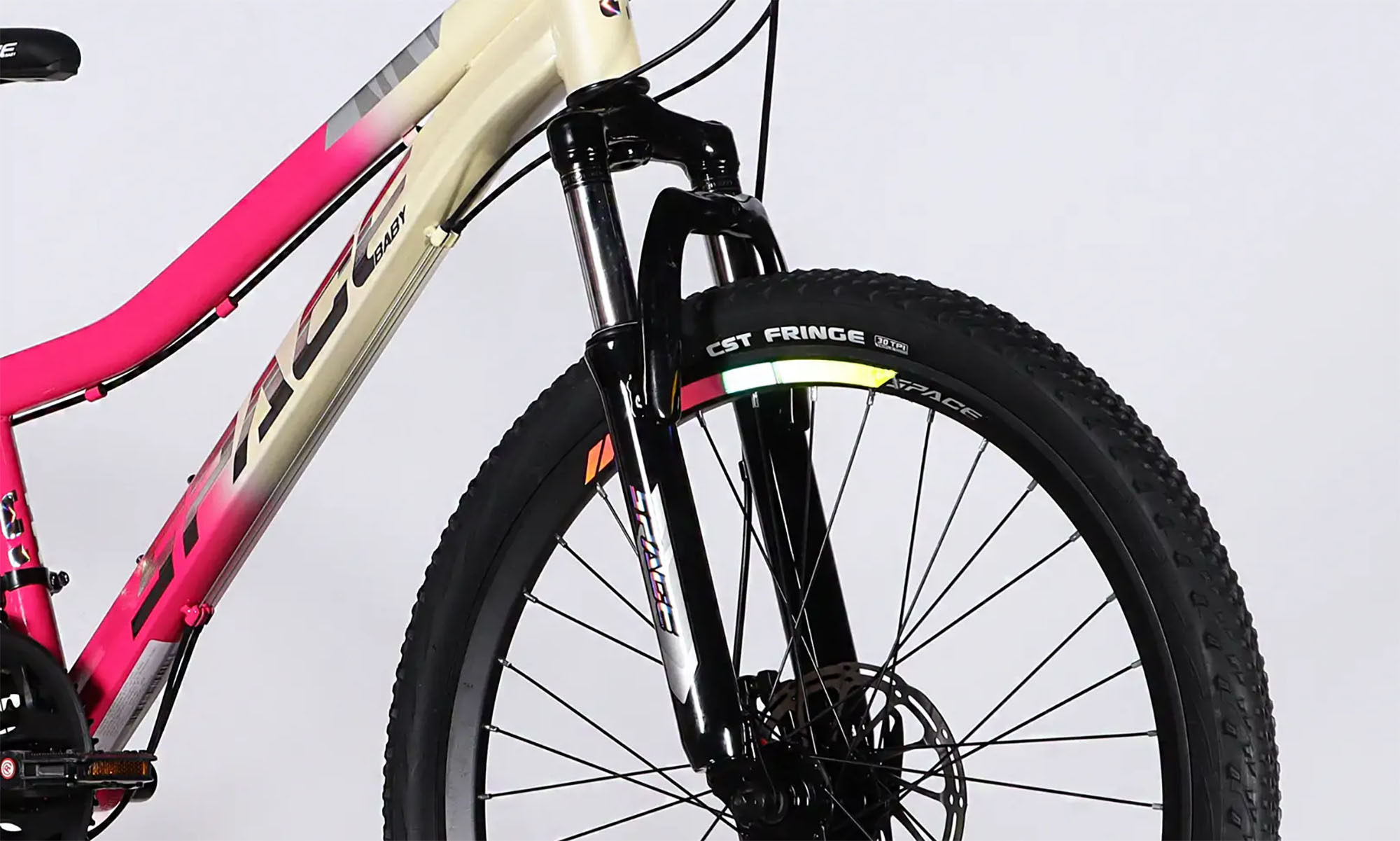 Велосипед SPACE AURORA DD FR 24", розмір XXS, рама-12", рік 2026, біло-рожевий 2 Велосипед SPACE AURORA DD FR 24", розмір XXS, рама-12", рік 2026, біло-рожевий 2