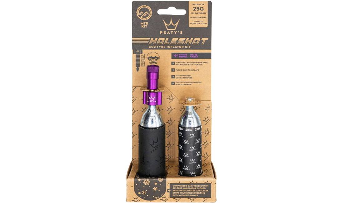 Насос Peaty's Holeshot CO2 Tyre Inflator, MTB 25g, Violet 9