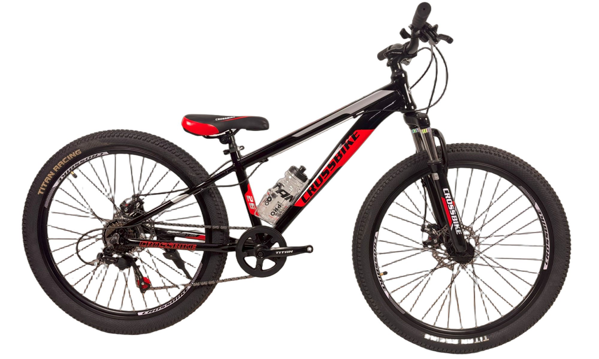 Велосипед Crossbike Dragster Susp 26", розмір XS, рама 13", рік 2025, Чорний-Червоний 