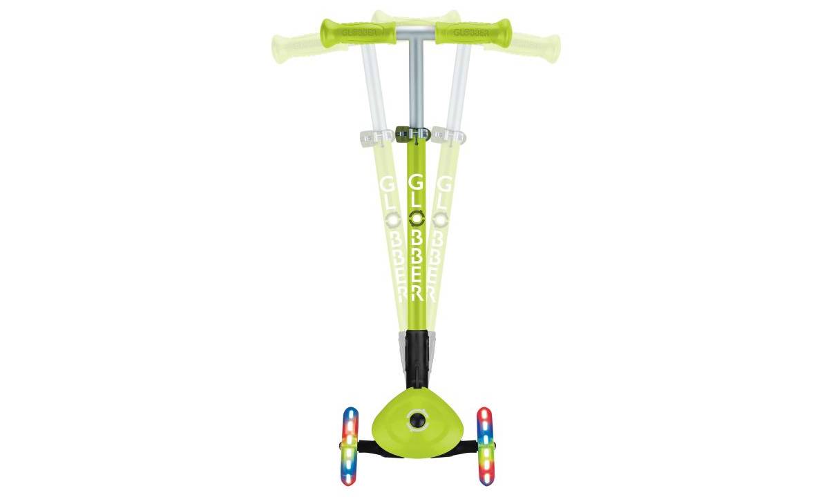 Фотография Самокат GLOBBER PRIMO FOLDABLE LIGHTS, зеленый, колеса с подсветкой, 3+ 5