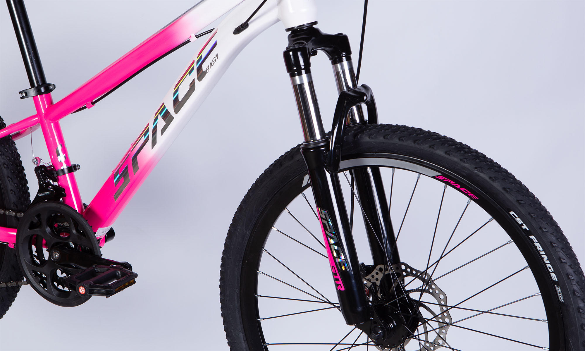 Велосипед SPACE MARS DD FR 24", размер XXS рама-11", год 2026, розово-белый 4 Велосипед SPACE MARS DD FR 24", размер XXS рама-11", год 2026, розово-белый 4