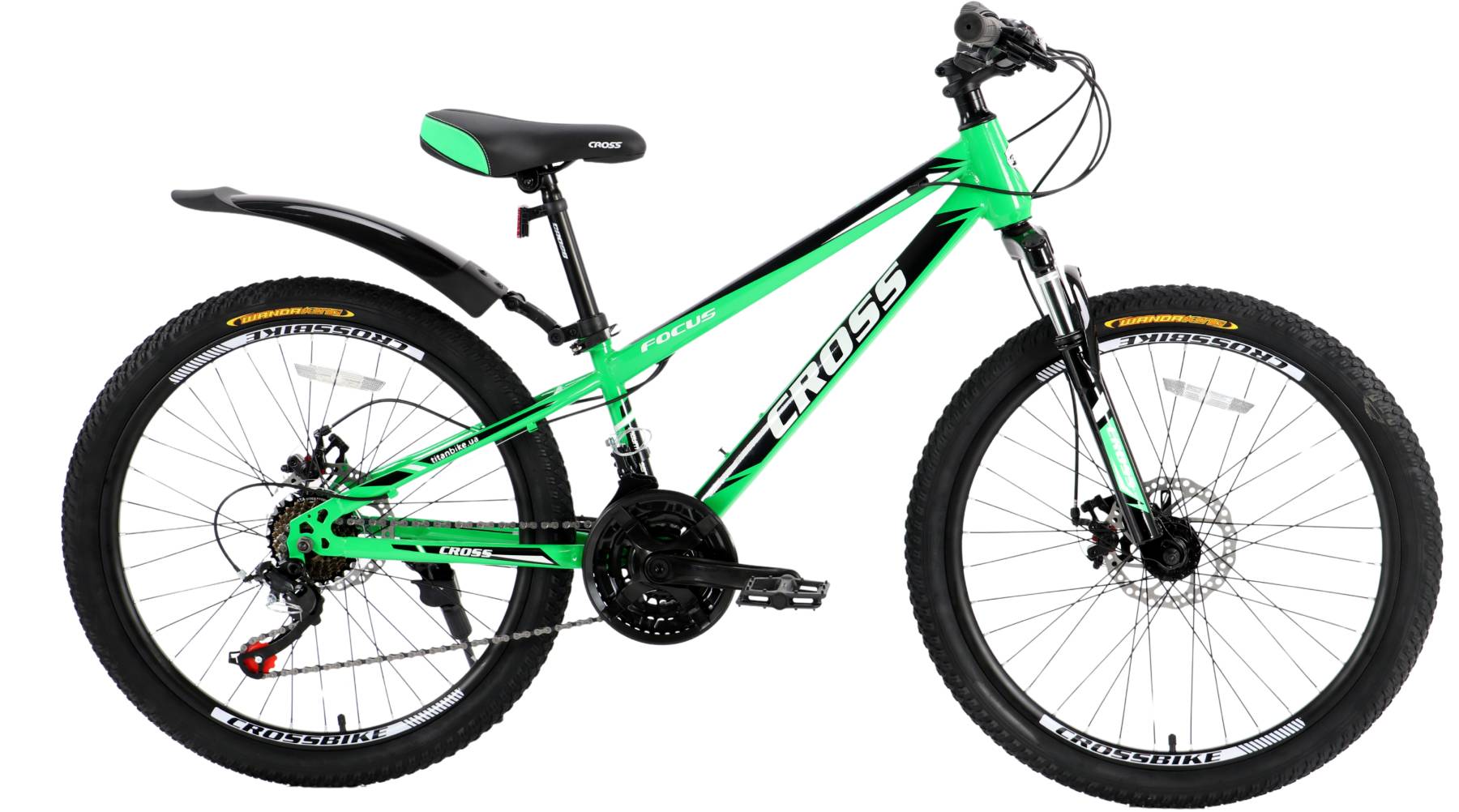 Фотографія Велосипед Cross Focus 24", размер XXS рама 11" (2024), Черно-зеленый