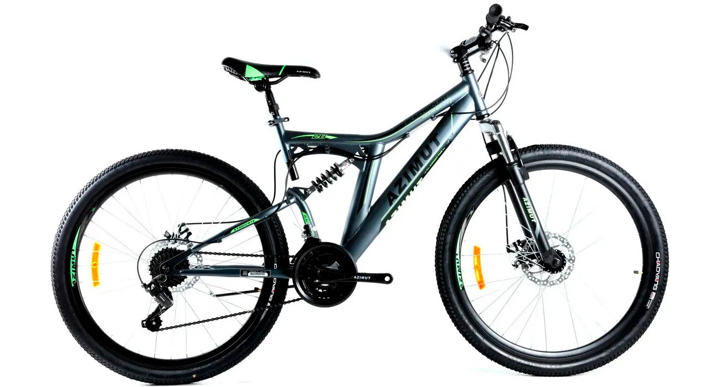 Фотография Велосипед Azimut Blackmount GD 26" размер М рама 18 Серо-зеленый