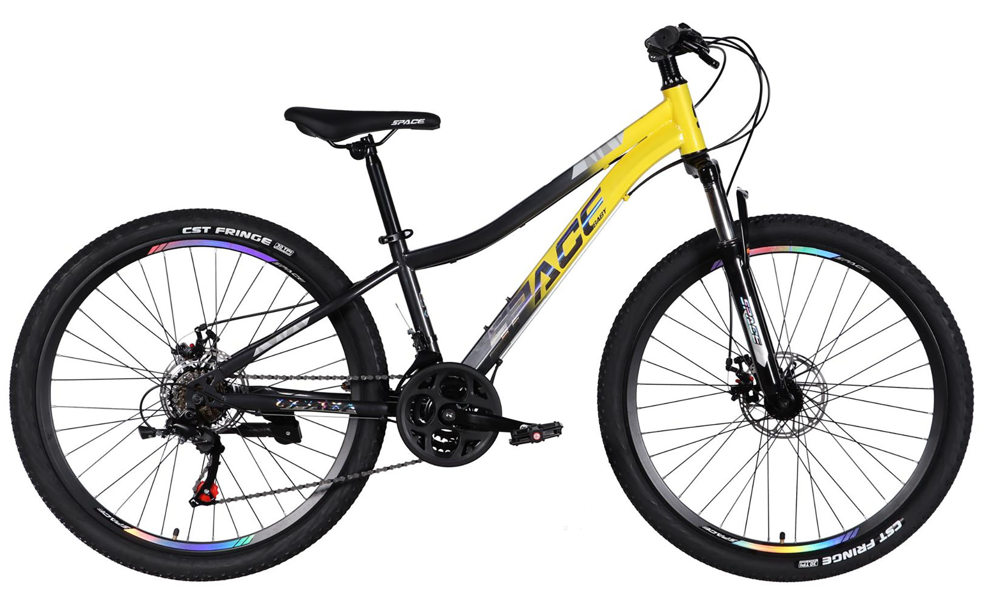 Велосипед SPACE AURORA DD FR 26", розмір XS, рама-13", рік 2026, жовто-чорний