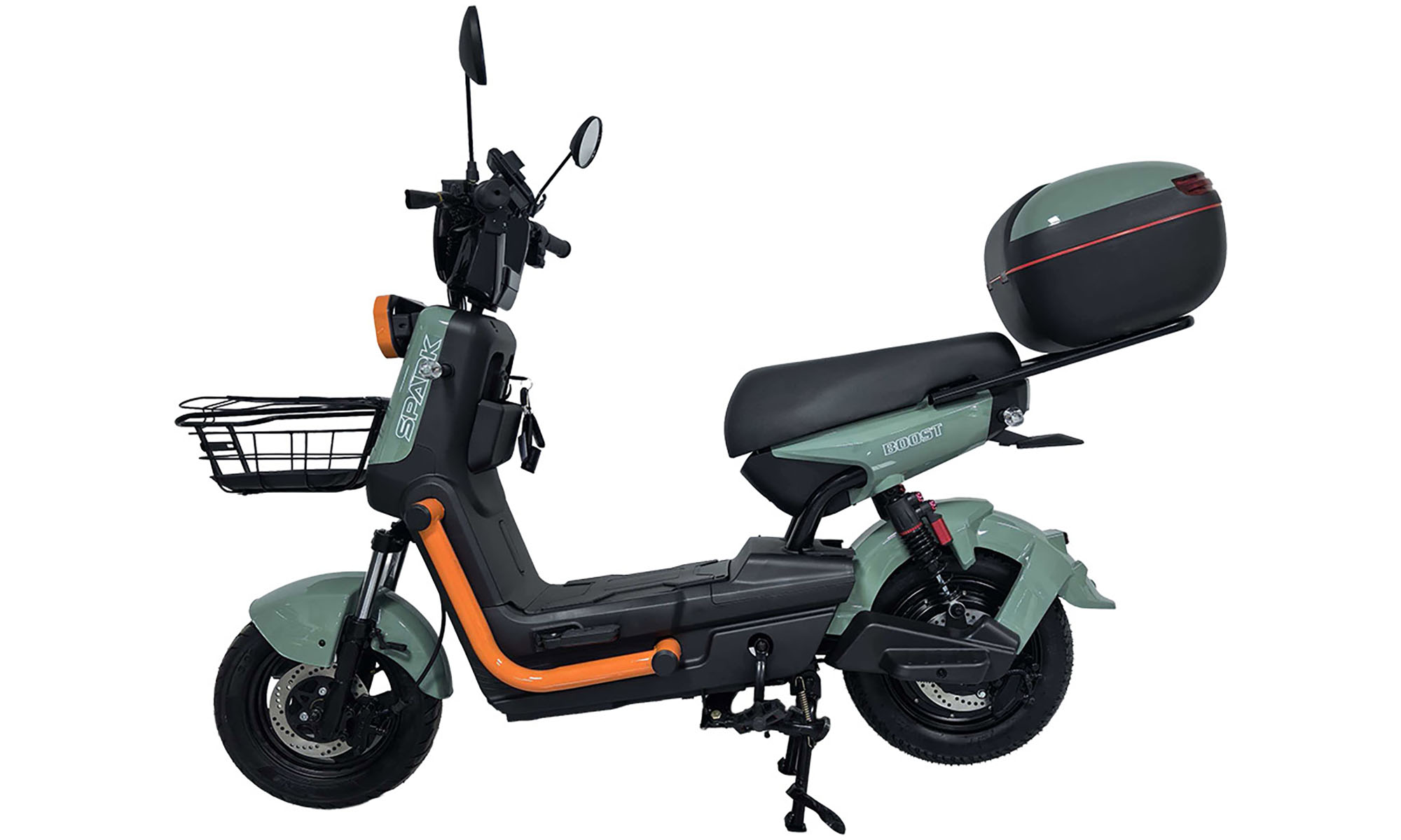 Велосипед з електромотором SPARK BOOST 14", розмір універсальний, рік 2026, 72V/1200W/25Ah, зелений 