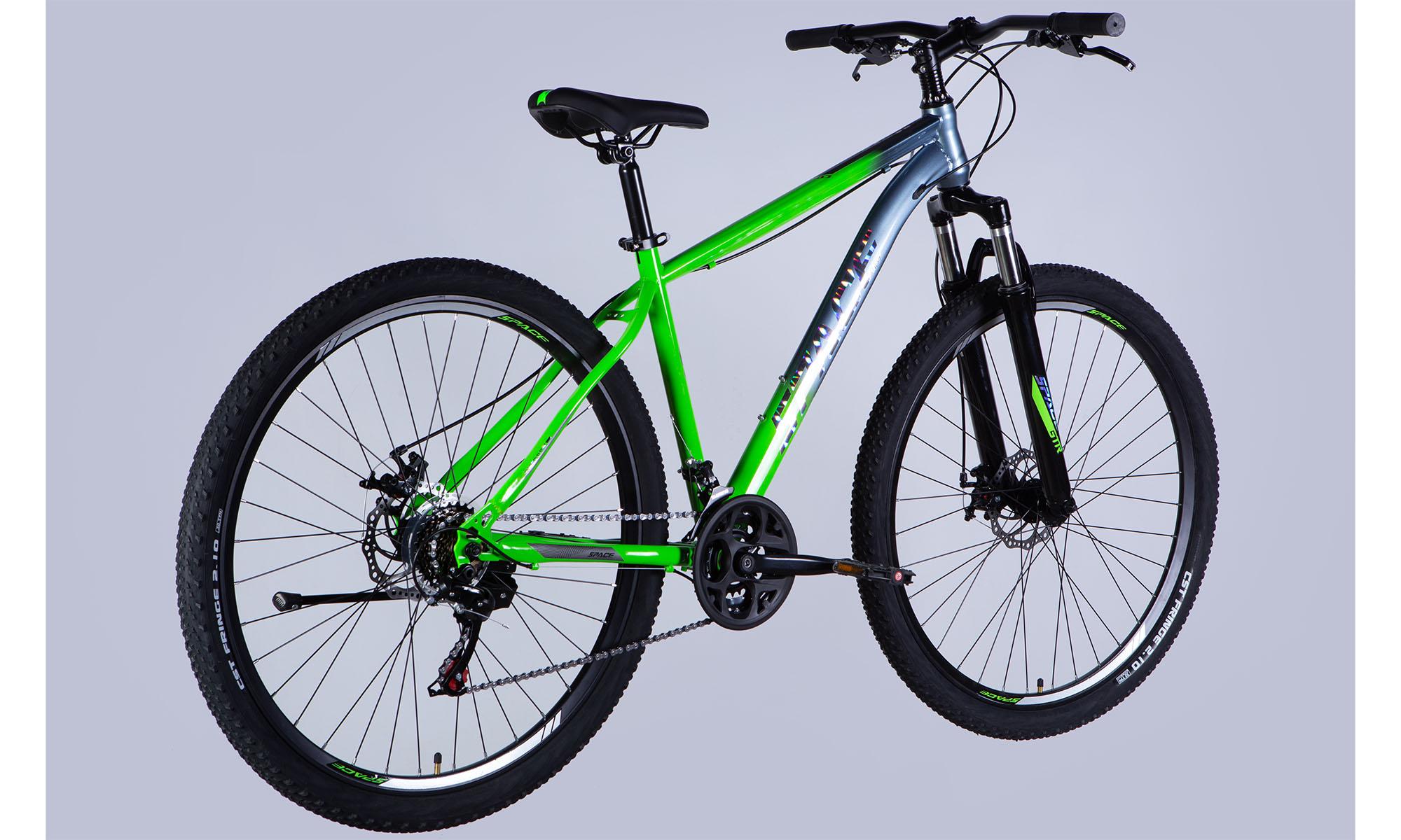Велосипед SPACE MARS DD FR 29", размер M, рама 18", 2025, зелено-серебристый 5