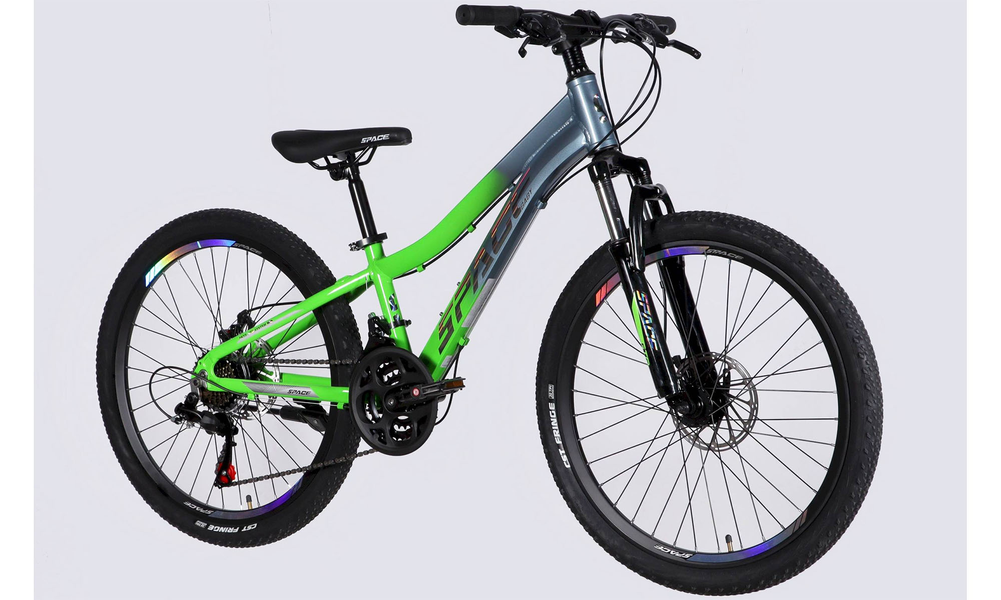 Велосипед SPACE LYRA DD FR 27.5", размер S, рама-15", год 2026, серебристо-зеленый 4