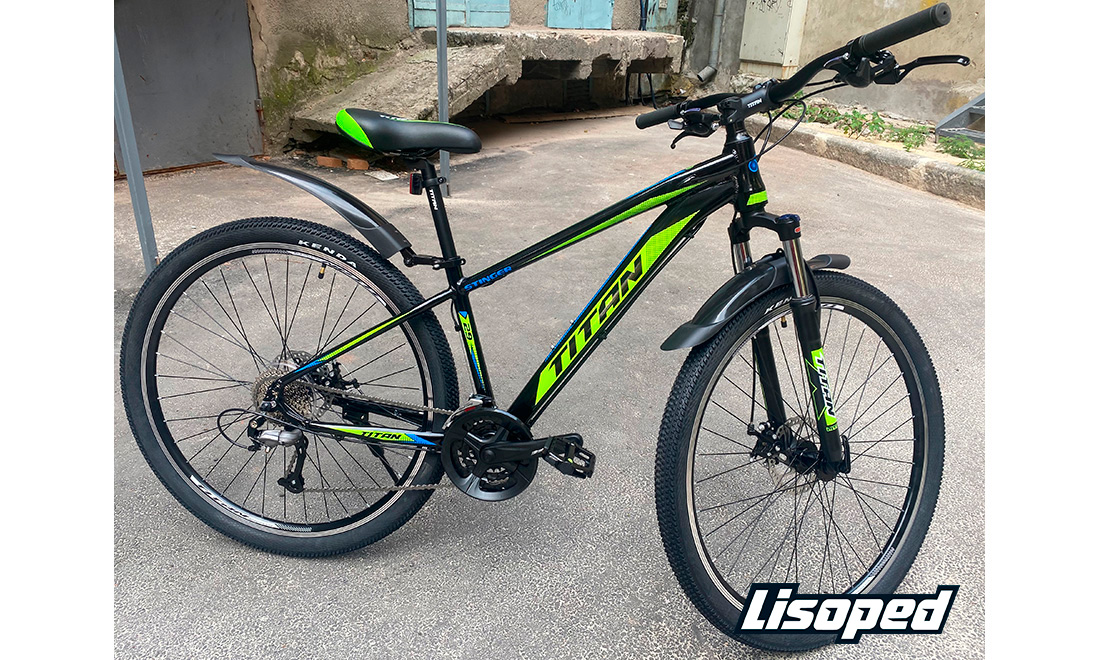 Фотография Велосипед Titan Stinger 29" (2020) 2020 Фиолетово-зеленый 3