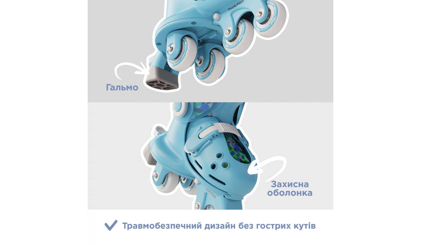 Роликові ковзани Yvolution Twista, розмір 30-34, блакитний 3