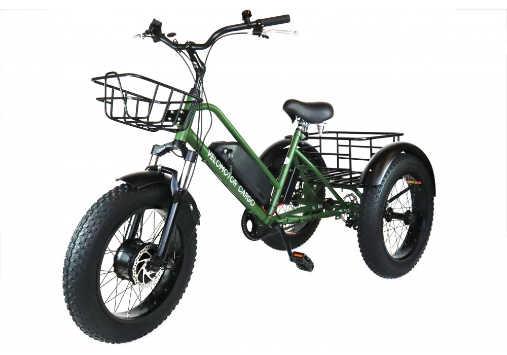 Фотографія Триколісний електровелосипед VELOMOTOR CARGO 500W 36V 15Ah зелений