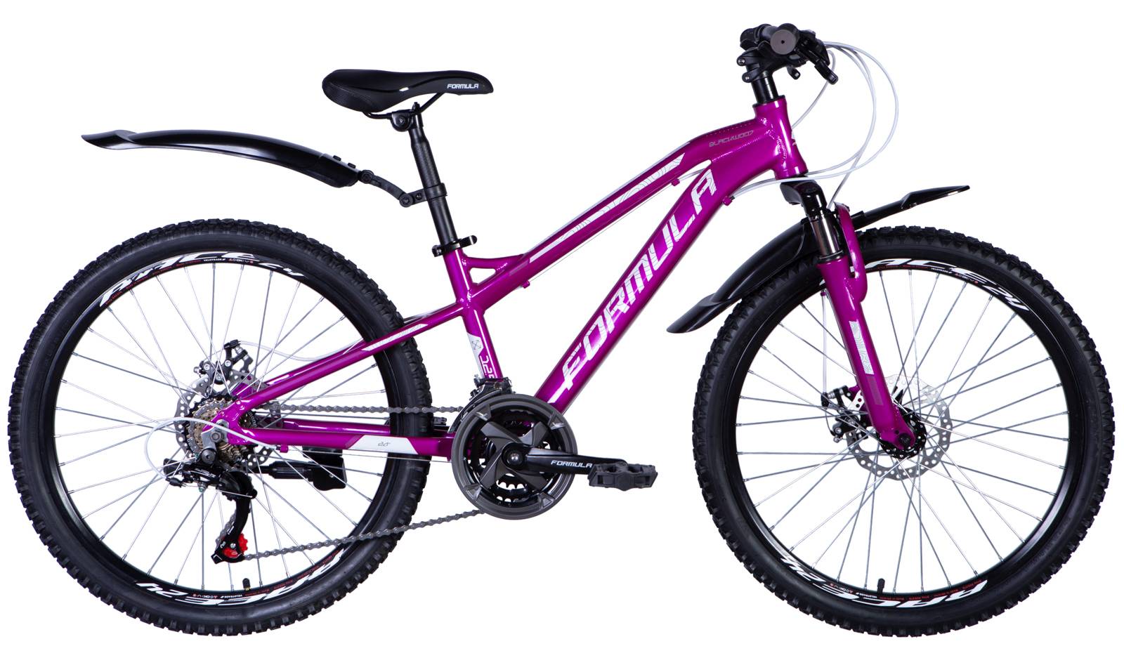 Фотография Велосипед Formula BLACKWOOD 1.0 AM DD 24" размер XXS рама 12,5" 2024 Фиолетовый