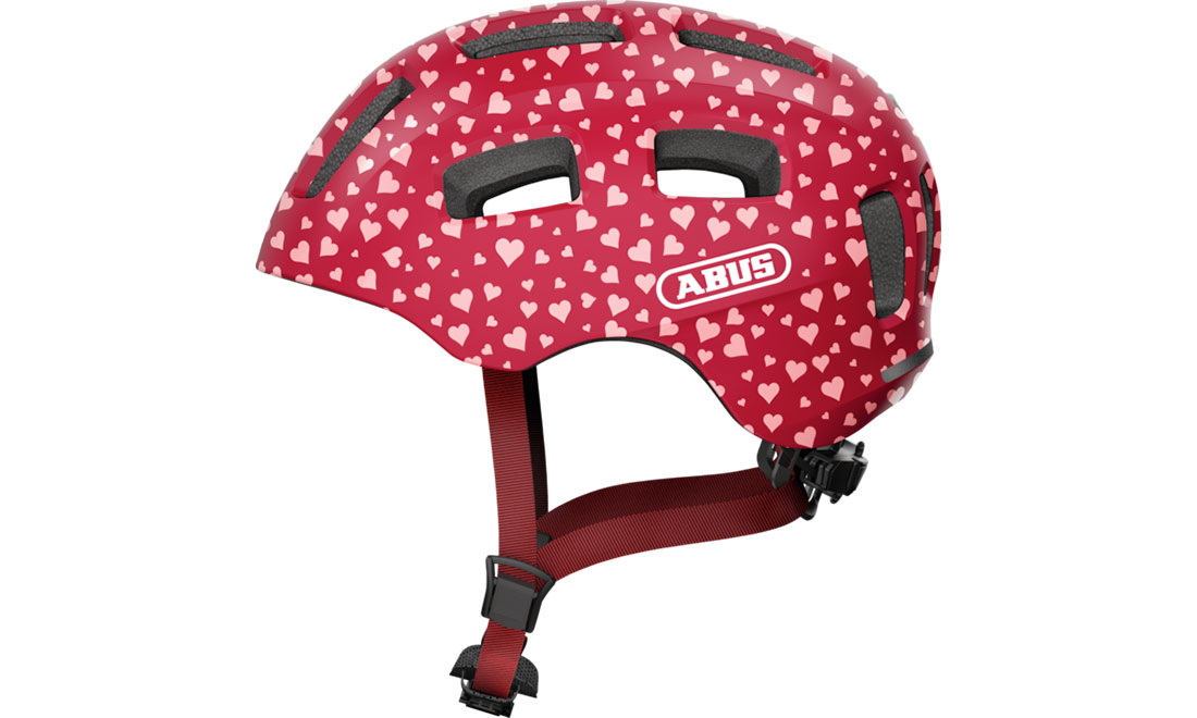 Велошлем детский ABUS YOUN-I 2.0 Cherry Heart  размер S (48-54 см), Красный с сердечками
