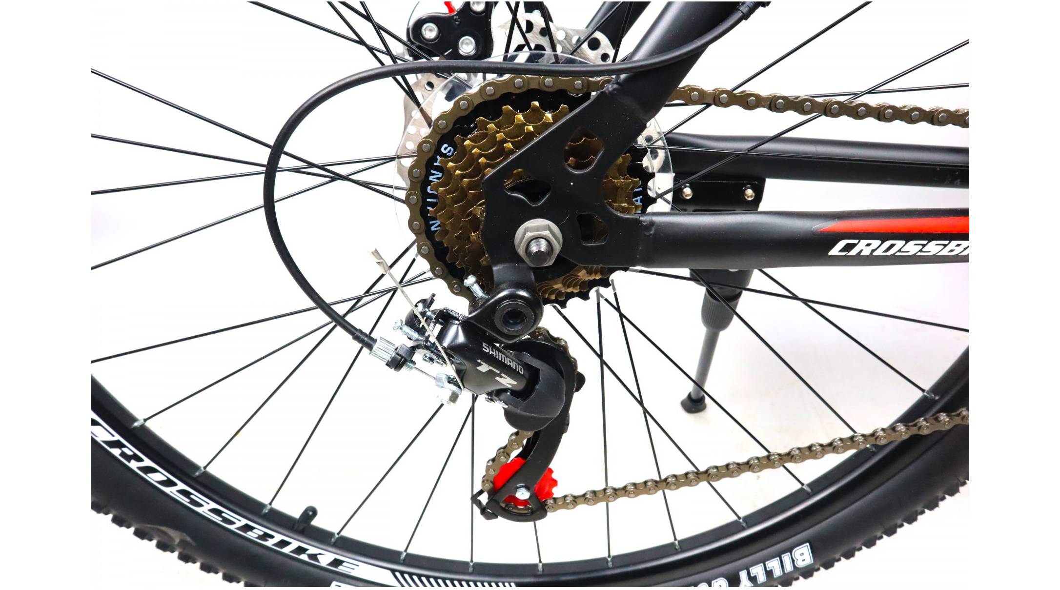 Фотография Велосипед CrossBike Racer 27.5", размер M рама 17" (2023), Черный-Красный 3