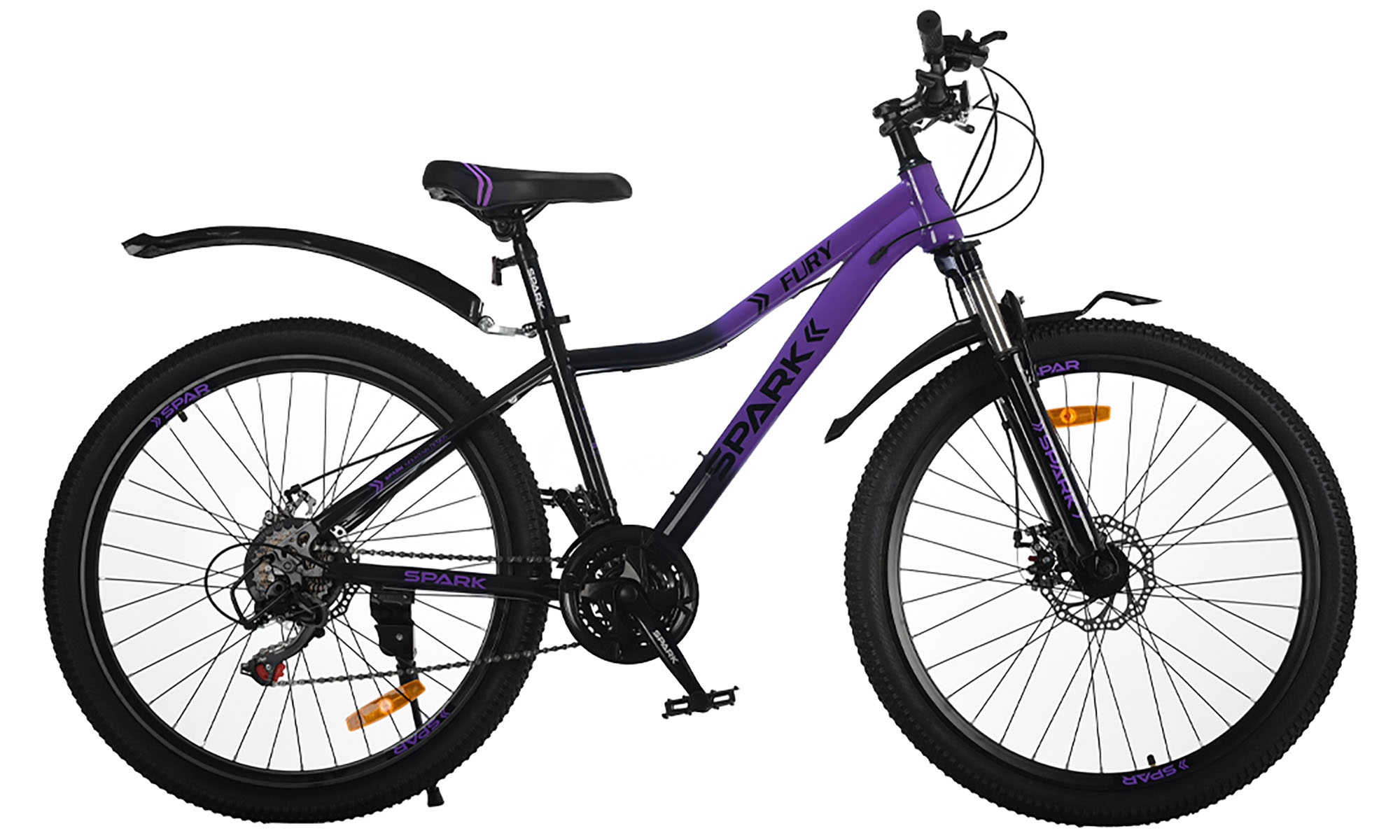 Велосипед SPARK FURY 26", размер S, рама 15", год 2026, фиолетовый с черным Велосипед SPARK FURY 26", размер S, рама 15", год 2026, фиолетовый с черным