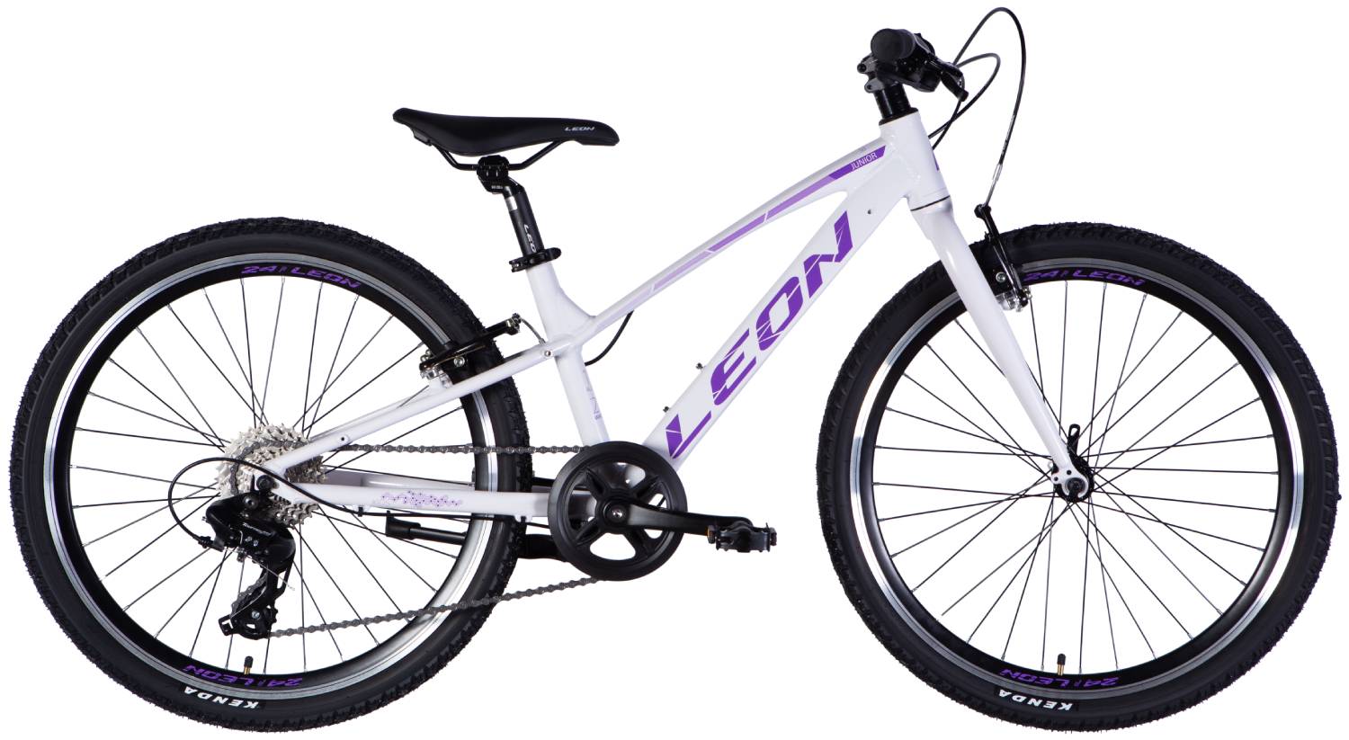 Велосипед Leon JUNIOR Vbr CS 24", размер XXS, рама 12", 2025, белый с сиреневым  