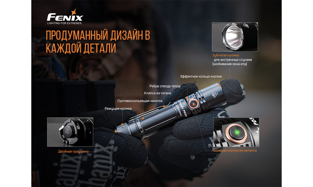 Фонарь ручной тактический Fenix PD35 V3.0 12