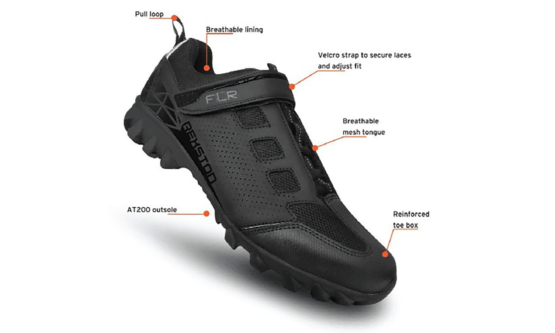 Велосипедные туфли МТБ FLR Rexston черные, размер 38 4