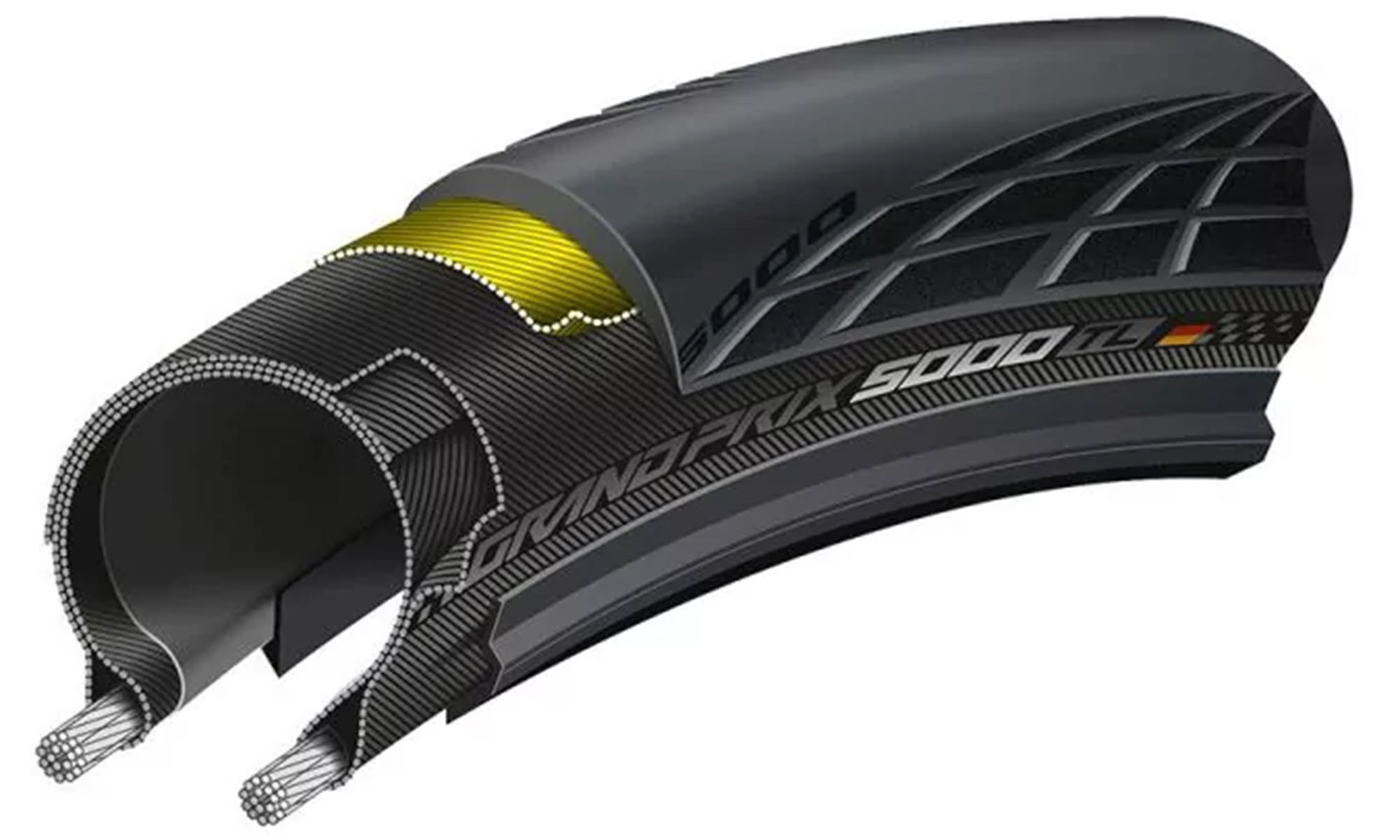 Покрышка бескамерная Continental Grand Prix 5000S TR 28" | 700 x 32C, черная складная, skin 2