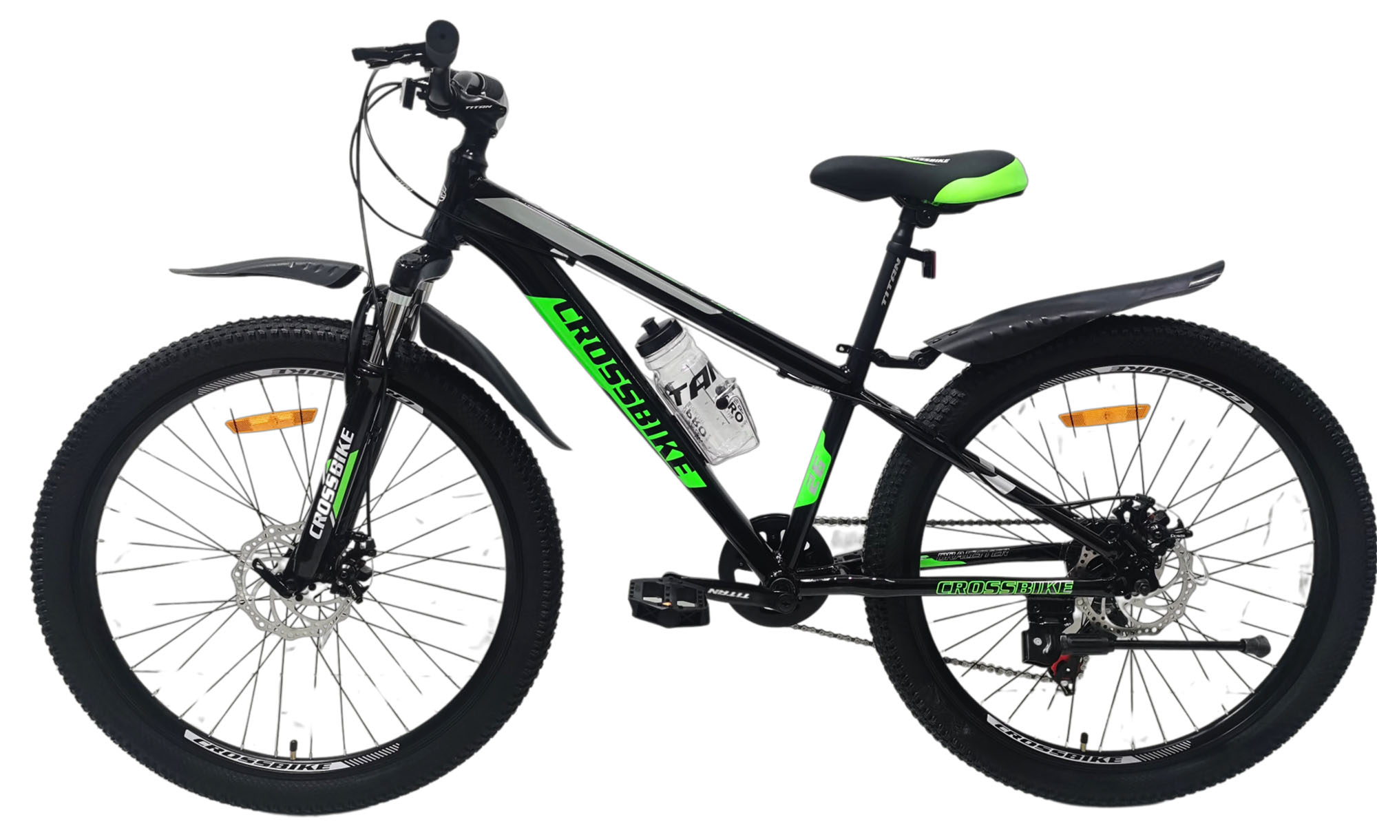 Велосипед Crossbike Dragster Susp 26", розмір XS, рама 13", рік 2025, Чорний-Зелений 