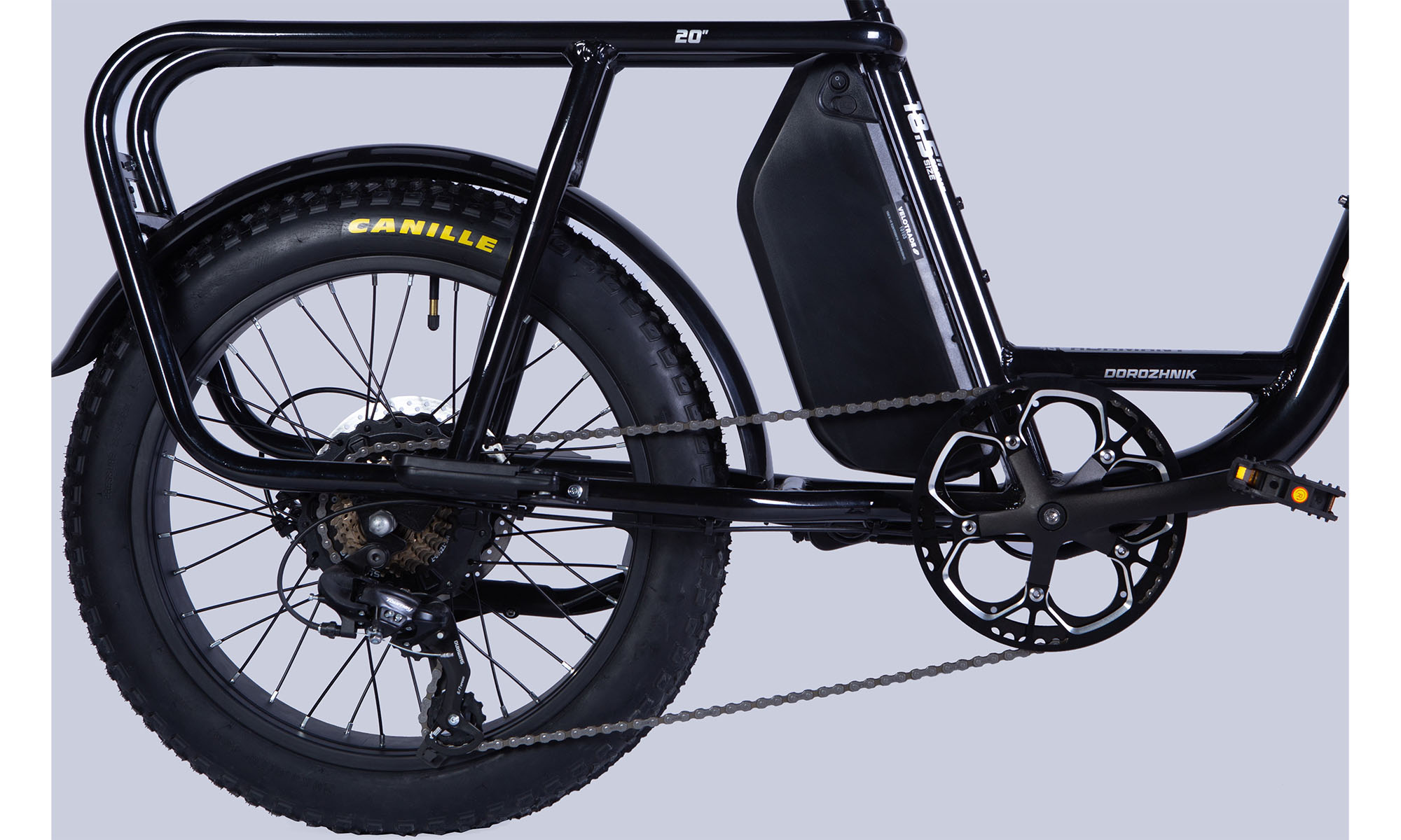 Велосипед с электроприводом Dorozhnik eADAMANT DD FR 20", размер M, рама-18,5" 48B 17.5А*ч 500Вт, 2025, черныйй  2